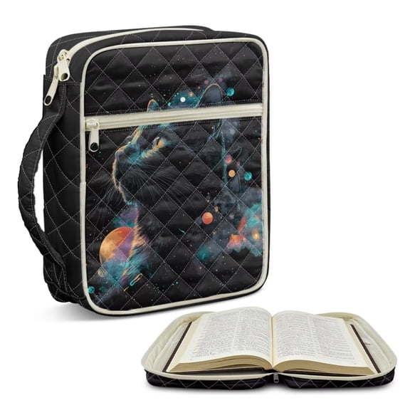 FOR U DESIGNS Cat Paint Splatter Pattern Bible Cover for Women Men Multifunctional Church Bag Bible Protective Bag Handbag Christian Bible Accessories Christian Gifts