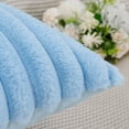thumbnail image 4 of Set of 2 Faux Wool Plush Decorative Throw Pillow Covers 18x18 Inch Light Blue Fluffy Striped Soft Decorative Cushion Cover for Sofa Bedroom Pillow Shell, 4 of 6