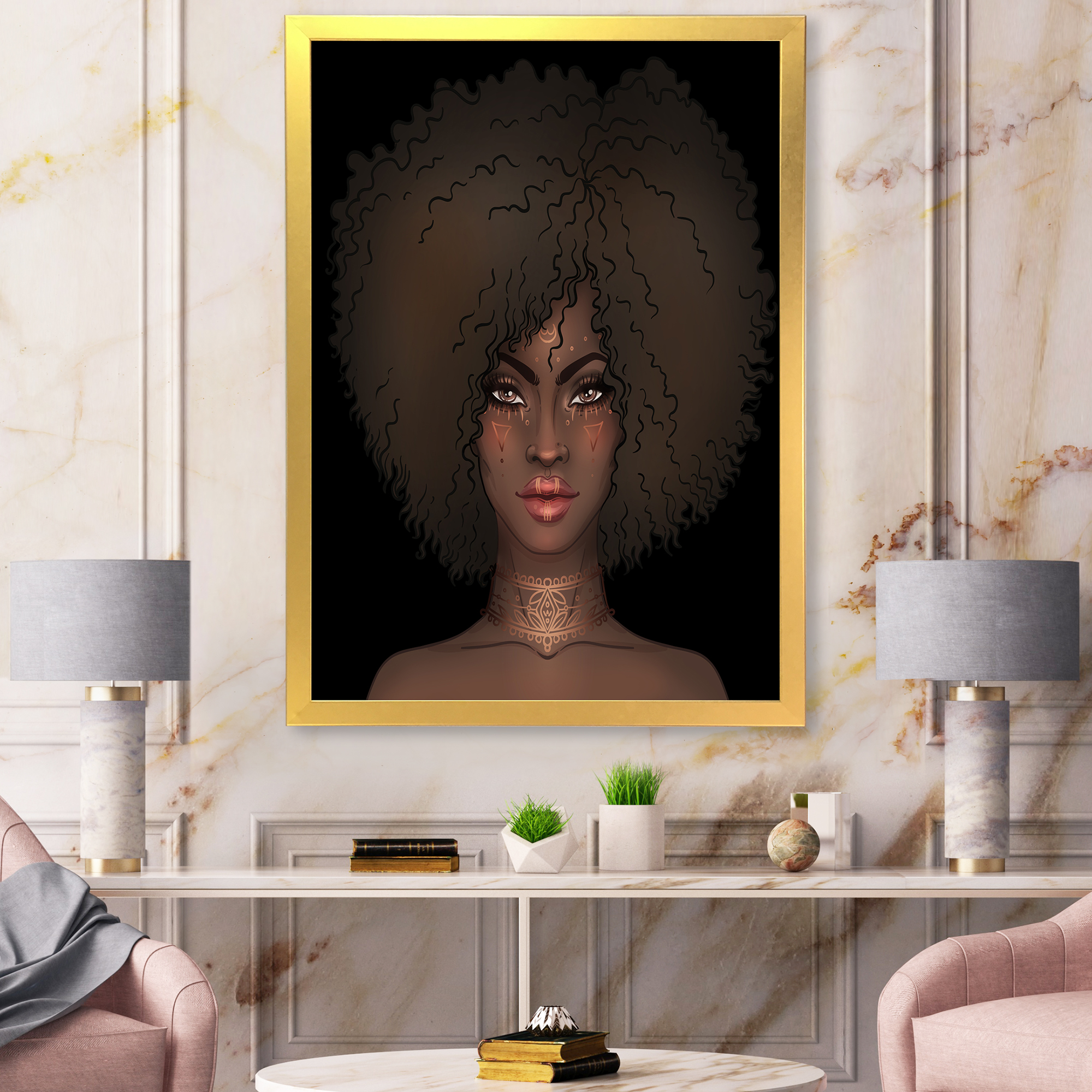 Designart 'Portrait of Afro American Woman III' Modern Framed Art Print