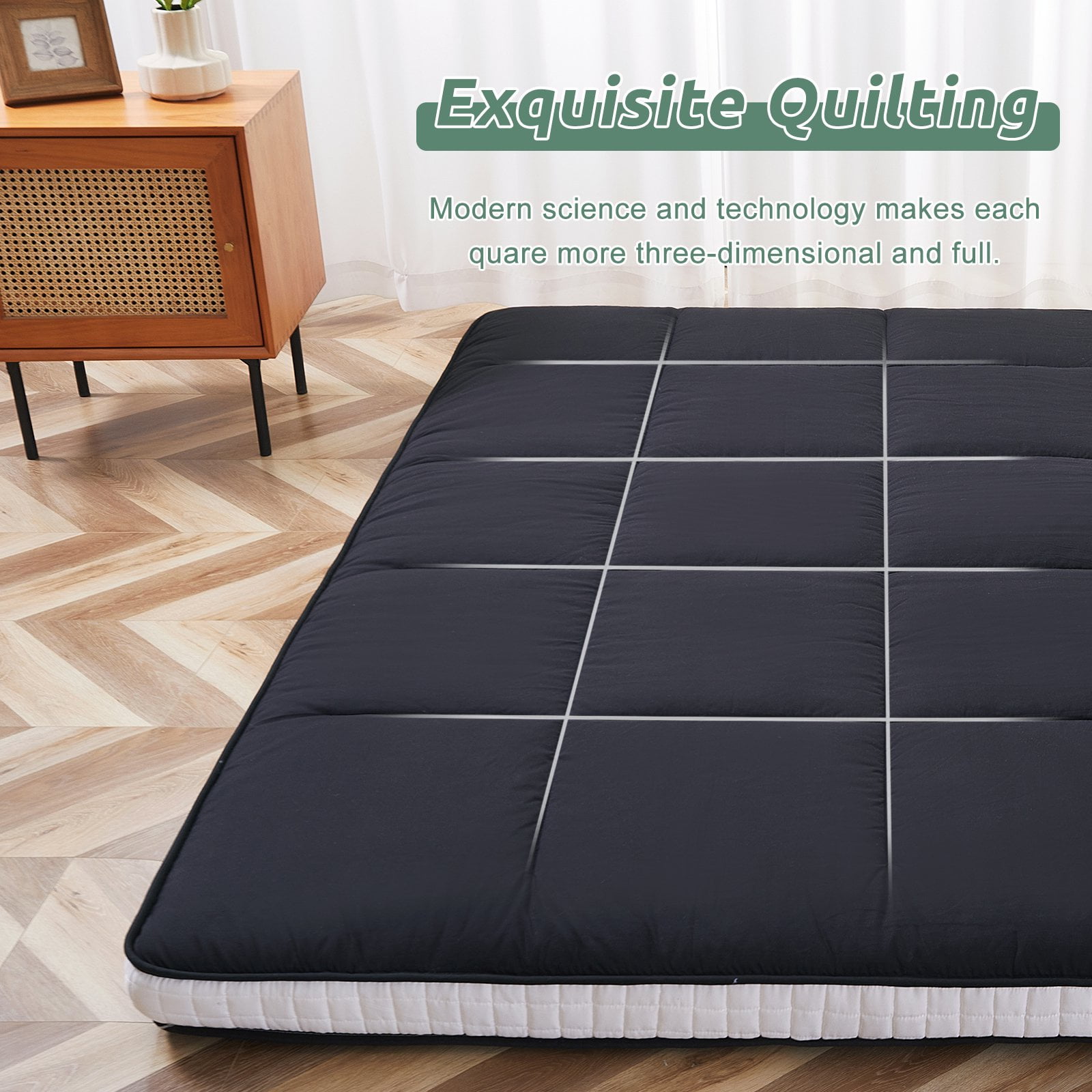 SLSY Japanese Futon Mattress, Thick Floor Mattress Sleeping Tatami Mat Roll Up Camping Mattress, Portable Floor Guest Bed, Queen Size 80"L x 60"W