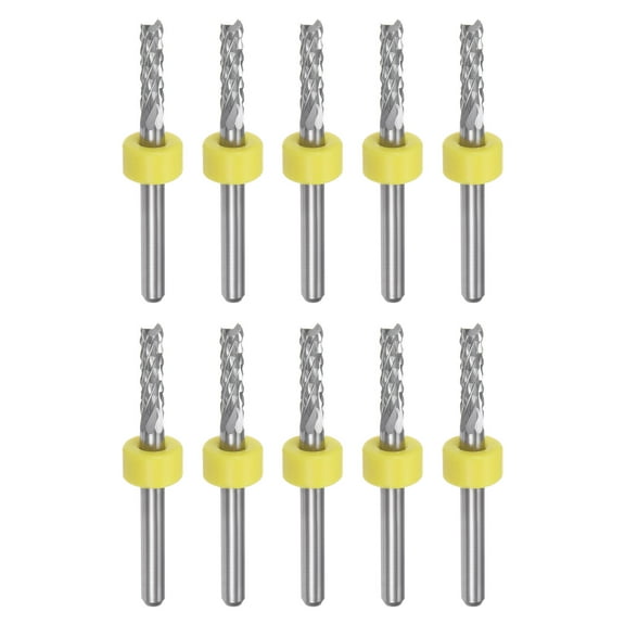 Uxcell 10 Pieces End Mill Bits 3mm Solid Carbide CNC Router Bit Engraving Cutter Tools, 1/8" Straight Shank