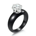 thumbnail image 3 of 8mm Round Cut CZ Band Black/White Ceramic Ring Women's Engagement Ring Size 6-10, 3 of 5