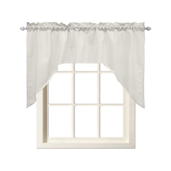 Solid Color Swag Valance and Tier Curtains Set Beige Kitchen Curtains 3 Piece Set Rod Pocket Panels for Bedroom Cafe 56x36 inch