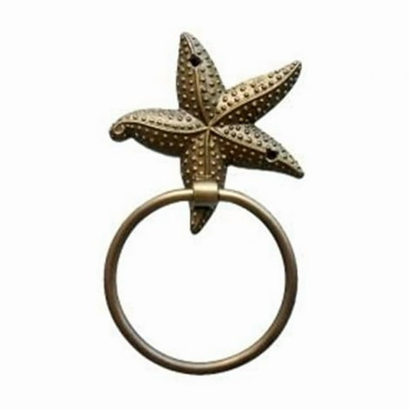 Handcrafted Model Ships TWH-112-AN 9 in. Antique Brass Starfish Towel Holder
