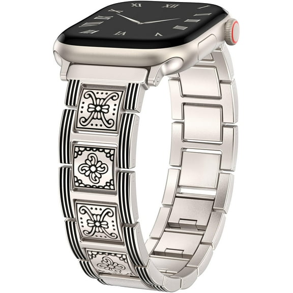 TOYOUTHS Compatible with Apple Watch Band for Women 42/41/40/38/44/45/46/49mm, Mosaic Style Stainless Steel Bracelet Strapfor iWatch Ultra Series 10 9 8 7 6 5 4 3 SE