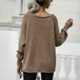 thumbnail image 4 of IROINNID Deals Pullover Sweater for Women Autumn/Winter Off Shoulder Round Neck Pullover Knitted Loose Sweater,Khaki, 4 of 6
