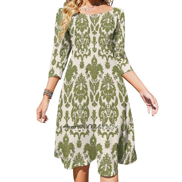 Vestido de verano con escote cuadrado y estampado de cortina de Von Trapp de The Sound Of Music Vestido elegante con cuello halter para mujer Vestido de verano con estampado de cortina de Von Trapp de