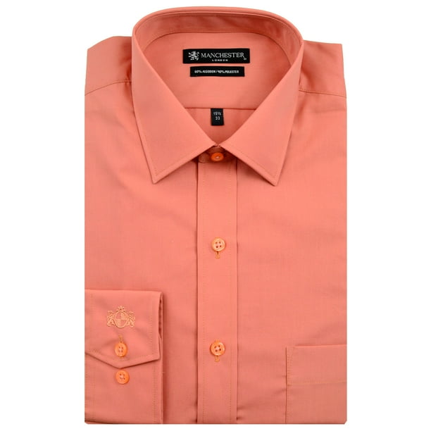 Manchester Camisa de Vestir Regular Fit Salmon 18 Cuello 33 Manga Manchester 5036K Walmart en linea