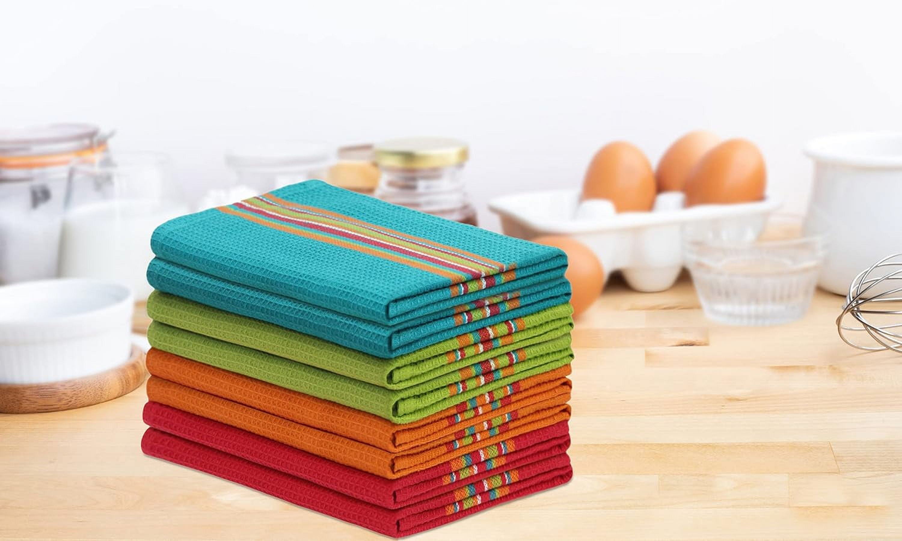 COTTON CRAFT 12 Pack Multicolor Kitchen Towels 16x28 Inches- Pure Cotton  Abso 11631618298