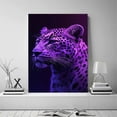 thumbnail image 4 of Mudket Neon Purple Leopard Framed Canvas Wall Art, Mysterious Purple Wall Decor Wild Animal Print Art for Men Bedroom, Living Room, Office, Ready to Hang - 30"L x 20"W, 4 of 10