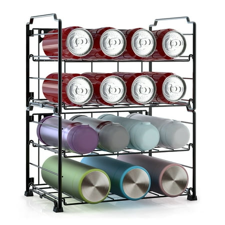 

Bottle Storage Rack Water Bottle Organizer Hoom Decor Adjustable Can Storage 2 Pack Stackable Water Bottle Holder Rack Black