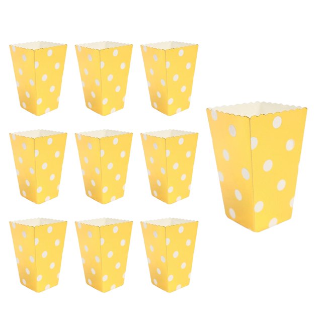 Vajilla Desechable Gloria Cajas de Palomitas de Maíz Puntos Amarillos 10x
