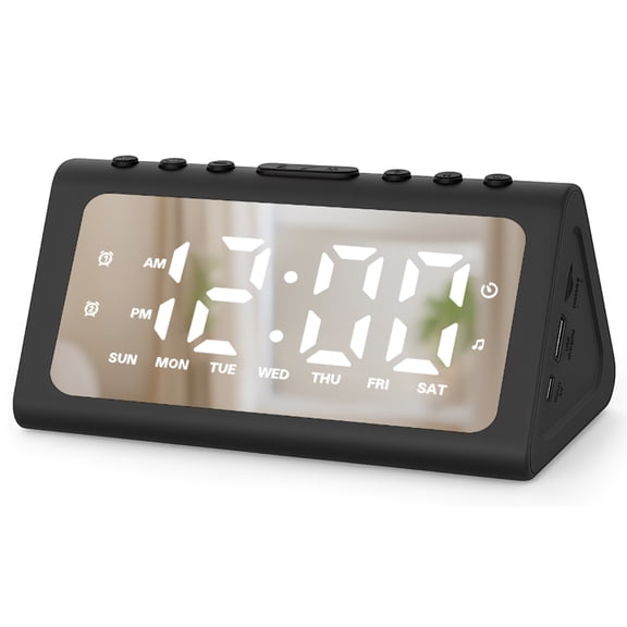 DAYBETTER Extra Loud Alarm Clock for Heavy Sleepers, Digital Bedside Clock with Dual Alarms, Nature Sounds, Adjustable Volume & Dimmer for Adults and Teens (Black)