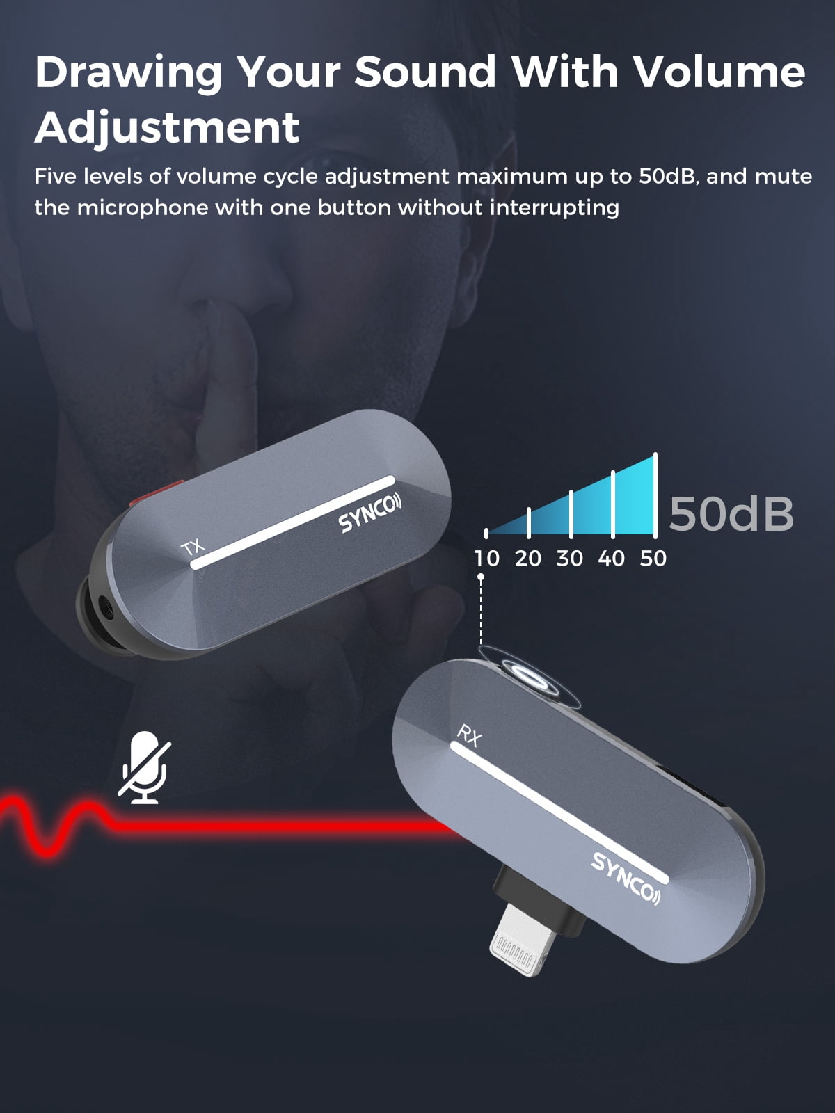 SYNCO P1SL 2.4GHz Wireless Microphone for iPhone,  Lapel Mic with Charging Case for iPad Smartphone Youtube TIK Tok Vlog Live Streaming