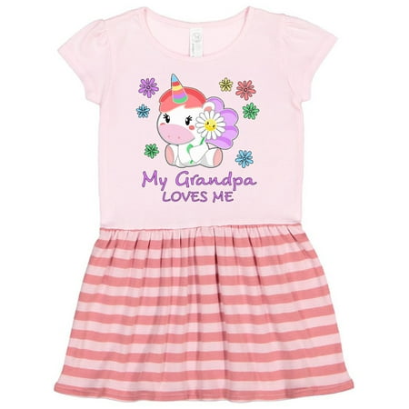 

Inktastic My Grandpa Loves Me- cute unicorn Gift Toddler Girl Dress