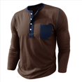 thumbnail image 2 of Camisetas Henley de Larga Raglán para Hombre, Informales, Ajustadas y A . Color Café M, 2 of 6