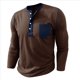 thumbnail image 2 of Camisetas Henley de Larga Raglán para Hombre, Informales, Ajustadas y A . Color Café M, 2 of 6