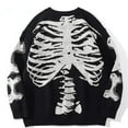 thumbnail image 5 of Yokua Autumn Crew Neck Sweater for Unisex Oversized Skeleton Bone Print Knit Sweater, 5 of 18