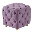 thumbnail image 7 of GZXS Modern Velvet Square Ottoman in Purple, Cube Foot Rest Stool with Wooden Frame & Foam Cushion, Makeup Vanity Seat or Side Table for Bedroom, Living Room, 7 of 7