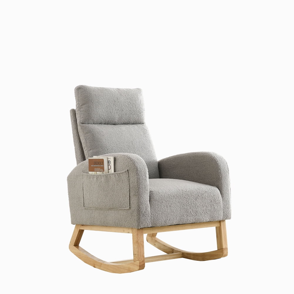 Yesfashion 27.6"W Modern Rocking Chair,Accent Upholstered Rocking Glider Chair with High Backrest,Armrests,2 Side Pocket,Lounge Chair for Home Living Room Bedroom Office