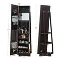 thumbnail image 3 of Ktaxon 360° Swivel Lockable Jewelry Cabinet, Jewelry Armoire Standing with Full Length Mirror, Brown, 3 of 8