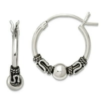 925 Sterling Silver Hinged Polished Oxidized Antiqued Hoop Earrings 18x16mm Wide 4mm Thick Hoop Earring for Women