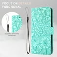 thumbnail image 2 of For Samsung Galaxy Note 20 Case, Premium Leather Magnetic Closure Flip Wallet Case with Card Holder Cash Slot Stand Function Embossed Flower Pattern Slim Shockproof Lanyard/Strap Cover,Green, 2 of 6