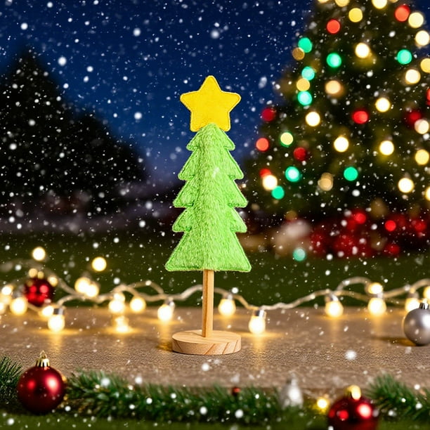 Adornos navideños, adornos navideños, regalos navideños, adornos de madera para mesa de árbol de Navidad, adornos de madera maciza de pie, base decorativa, artesanías, colgantes