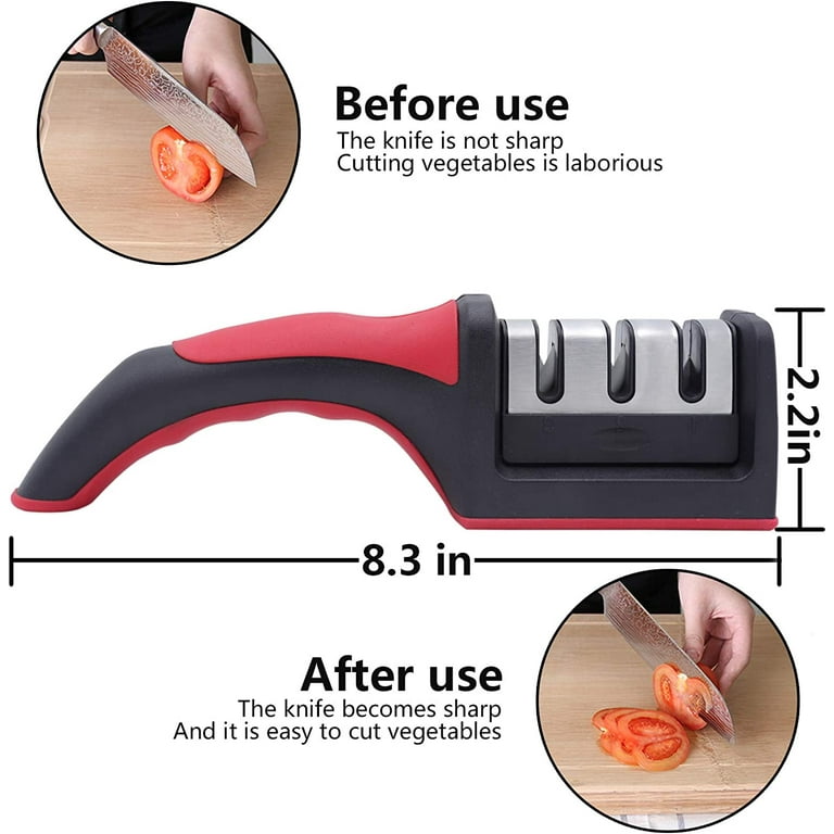 BIMZUC Kitchen Knife Sharpener,Three-Stage Lightweight Fast Knife Sharpeners  for Kitchen Knives 