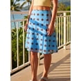thumbnail image 3 of Womens Blue Polka Dot A-Line Flowy Midi Skirt With Brown Dots, 3 of 7