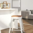 thumbnail image 3 of Merrick Lane 24" High Backless White Metal Counter Height Dining Stool with Wooden Seat for Indoor Use, 3 of 12
