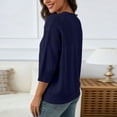 thumbnail image 5 of Tops for Women 3/4 Sleeve Round Neck Women Casual Solid Color Knitted Sweater Top, 5 of 7