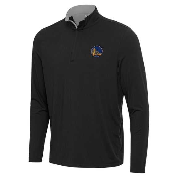 Men's Antigua Black/Gray Golden State Warriors Content Quarter-Zip Top