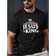 thumbnail image 1 of Jesus Is King Pattern, Men's Trendy Stretchy Breathable T-shirt, Casual Comfy Short Sleeve For Summer, Men's Clothing Tee For Adult, Men, Women, Teen, Teenager, Adolescent, Youth, 1 of 6