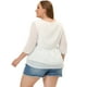 thumbnail image 4 of Plus Size Chiffon Tops for Women's Babydoll Long Sleeve Swiss Dots Blouses White 3X, 4 of 5