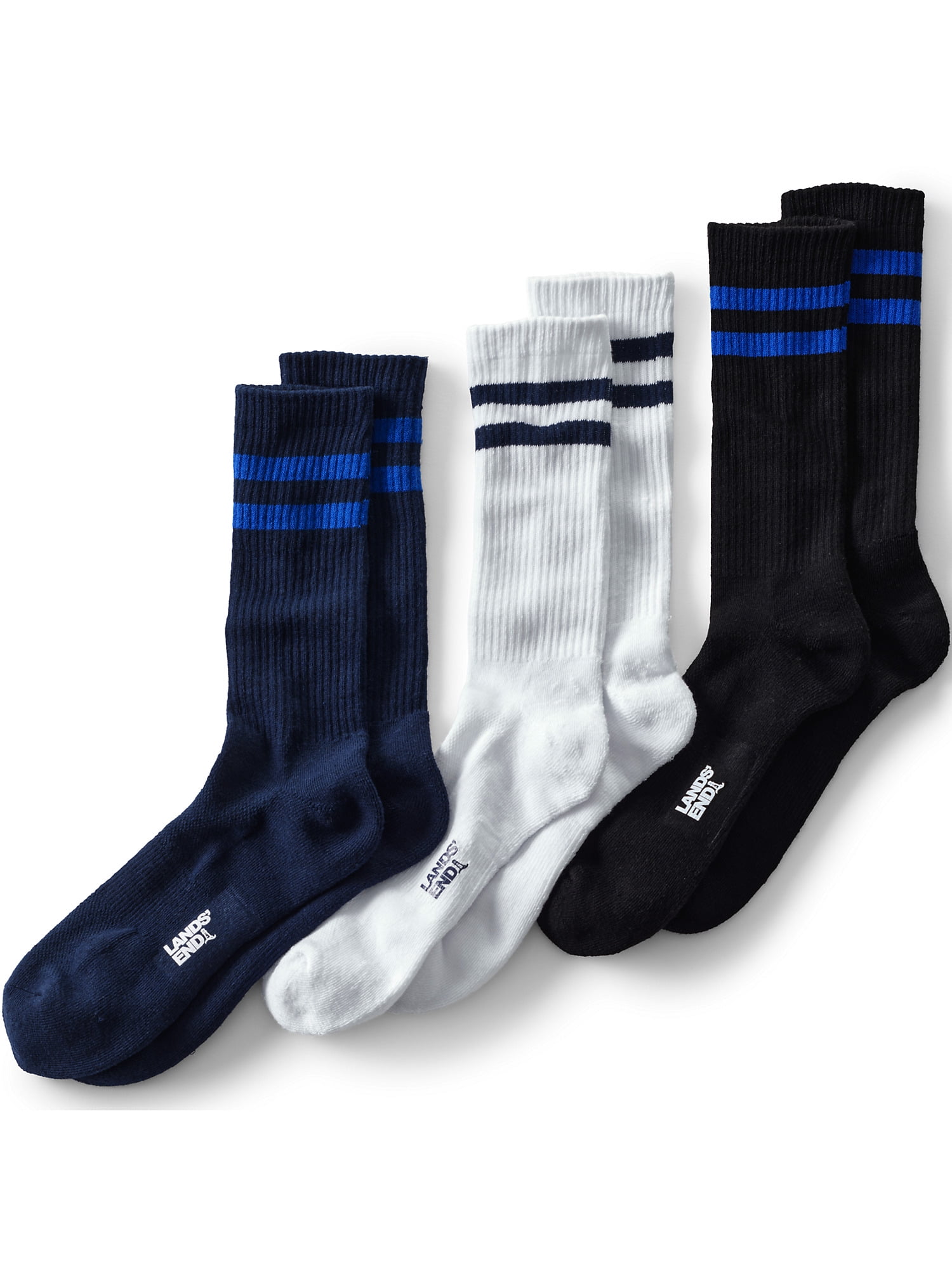 Lands' End Men's Performance Crew Sock 3Pack