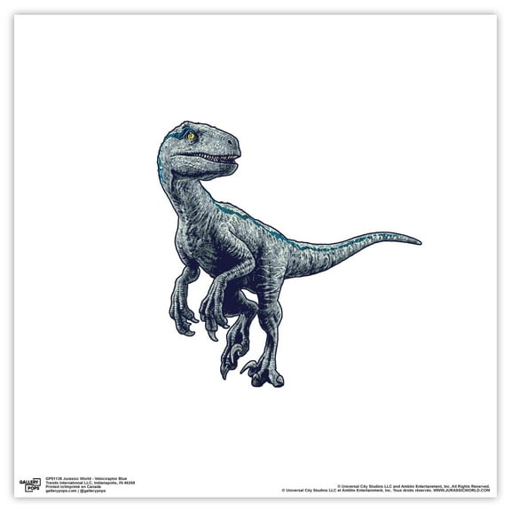 Gallery Pops Jurassic World - Velociraptor Blue Wall Art, Unframed Version, 12" x 12"