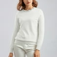 thumbnail image 2 of LYXSSBYX Long Sleeve Shirts for Women Clearance Women's Beaded Pullover Sweater Women's Round Neck Long Sleeve Knitwear Loose Bottom Blouse, 2 of 9