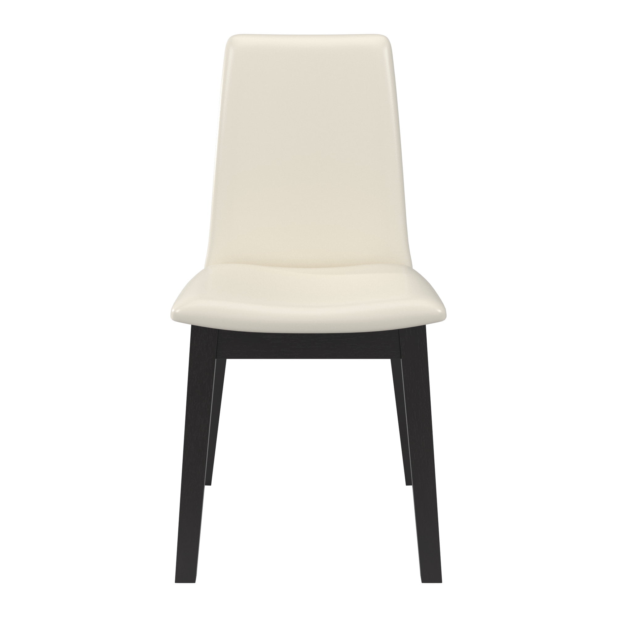 Weston Home Alta Wood Finish White Vegan Leather Dining Chair, Set of 2, Black Oak