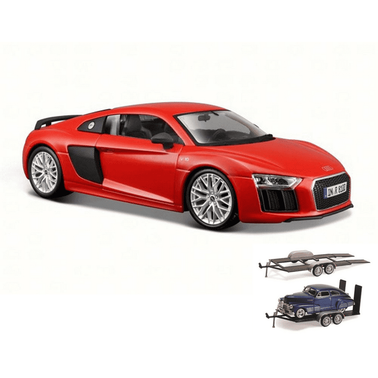 Diecast Car & Trailer Package - Audi R8 V10 Plus, Red