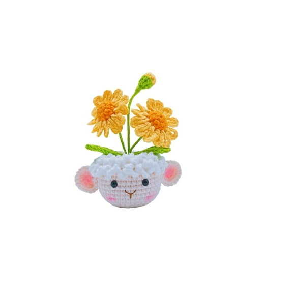 Cute Animal Potted Plant Plush Cute Desk Decora Plush Sheep, Bears, Pigs, Animals Small Potted Plush Toys Hand-knitted Plush Toys Holiday Gifts For Friends