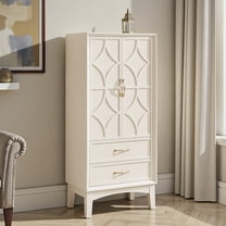 GZXS 53.5"H Vintage Pantry Cabinet, 2-Door Tall Cabinet with 2 Drawers and Adjustable Shelves, Accent Storage Cabinet for Kitchen, Dining Room, Living Room, Antique White