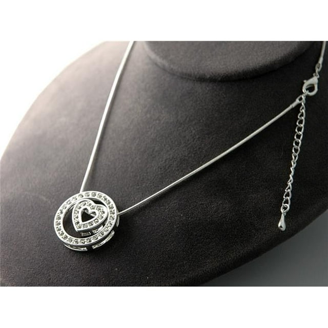 Designer Jewelry NKS1272 Stunning Crystal Heart in Circle Slide Necklace