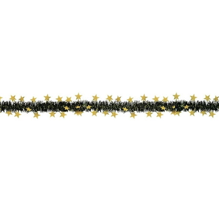Fr Metallic Star Garland 12' Black & Gold - 12 Pack (1 Per Card)
