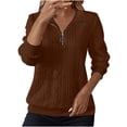 thumbnail image 2 of Yuyuzo Sweatshirts for Women Quarter Zip Collared Textured Pullover Long Sleeve Solid Color Fall Fashion Tops, 2 of 7