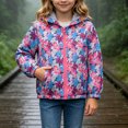 thumbnail image 2 of Kogui Toddler Rain Jackets for Girls Girls Hooded Jacket With Pockets Full Zip Lightweight Printed Kids Outerwear Blue Sizes 1-9Y (Purple,4-5 Years), 2 of 9