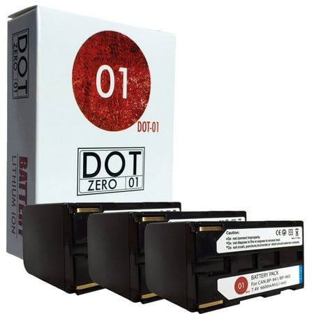3x DOT-01 Brand 6600 mAh Replacement Canon BP-941 Batteries for Canon XF100 Camcorder and Canon BP941