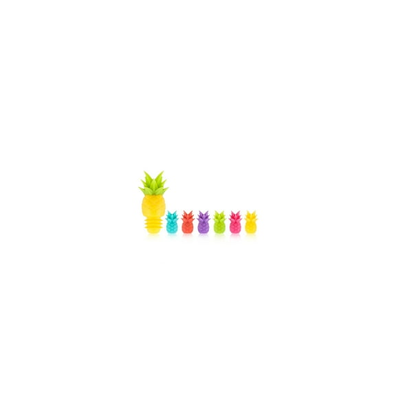 True Pineapple Wine Glass Charms, 1 Bottle Stopper and 6 Drink Markers Set