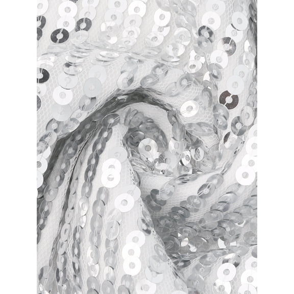 INSPIRE CHIC Party Tops for Women's Sequin Fringe Trim Sleeveless Round Neck Sparkly Tees XS White