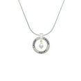 thumbnail image 2 of Delight Jewelry Goldtone 6mm Glass Imitation Pearl Bead Drop Laugh Ring Charm Necklace, 18", 2 of 4